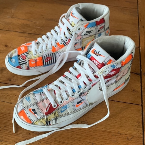 RARE Nike Blazer Mid 77\' Patchwork Sneakers Men\'s White Orange Shoes Size 8.5 main image 7